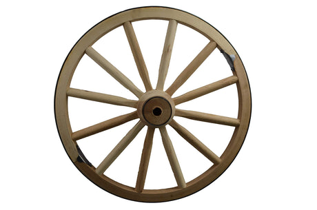 Amish Wares Decorative - Wood Wagon Wheel - 24 Inch x 2 Inch Steam Bent Hickory Wagon Wheel with Wooden hub Amish Wares