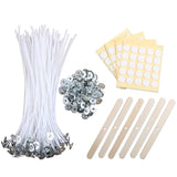 MILIVIXAY 100PCS 10 inch Candle Wicks with 100 Metal Tabs, 100PCS Candle Wick Stickers and 6PCS Wooden Candle Wick Holders - Wicks Coated with Paraffin Wax, Cotton Wicks Kits for Candle Making. MILIVIXAY