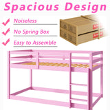 Ochangqi Bunk Beds for Girls,Twin Over Twin,Pine Wood,Easy Assemble,Convertible to Low Profile Loft Bed(Pink) Ochangqi