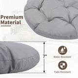 KROFEM 39" Wicker Papasan Circle Chair, 360° Swivel Living Room Chair, Indoor Outdoor Rattan Chair with Thick Cushion, Ideal for Teenagers, Kids, Grey Frame with Light Grey Cushion KROFEM