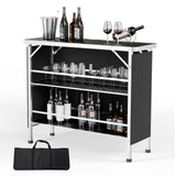 VINGLI 43" Foldable Portable Bar Table with 3-Tier Shelves for Events and Outdoor Use VINGLI