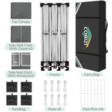 COBIZI 10x30 Pop up Canopy Tent for Parties with 8 Removable Sidewalls, Waterproof UPF 50+ Commercial Event Tent, Protable Outdoor Canopy with 4 Sandbags for Wedding, Backyard(10x30FT, Gray) COBIZI