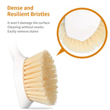 2 Pack Kitchen Dish Brush Bamboo Handle Dish Scrubber Built-in Scraper, Scrub Brush for Pans, Pots, Kitchen Sink Cleaning, Dishwashing and Cleaning Brushes are Perfect Cleaning Tools, White Songtaste