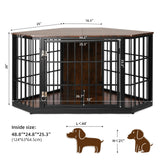 VOWNER 52 Inch Dog Crate Furniture Corner, Wooden Dog Kennel Furniture, End Table Dog Crate for Large Dogs, Indoor Pet Crates Corner Side Table for Dogs, Wide Top Perfect for Limited Room, Brown VOWNER