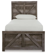 Signature Design by Ashley Wynnlow Rustic Twin Crossbuck Panel Bed with Metal Slats, Foundation or Box Spring Needed, Gray Signature Design by Ashley