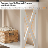 HOOBRO Farmhouse Console Table, Narrow Entryway Table, Sofa Table with 2 Open Shelves, for Hallway, Living Room, White and Greige WG08XG01 HOOBRO