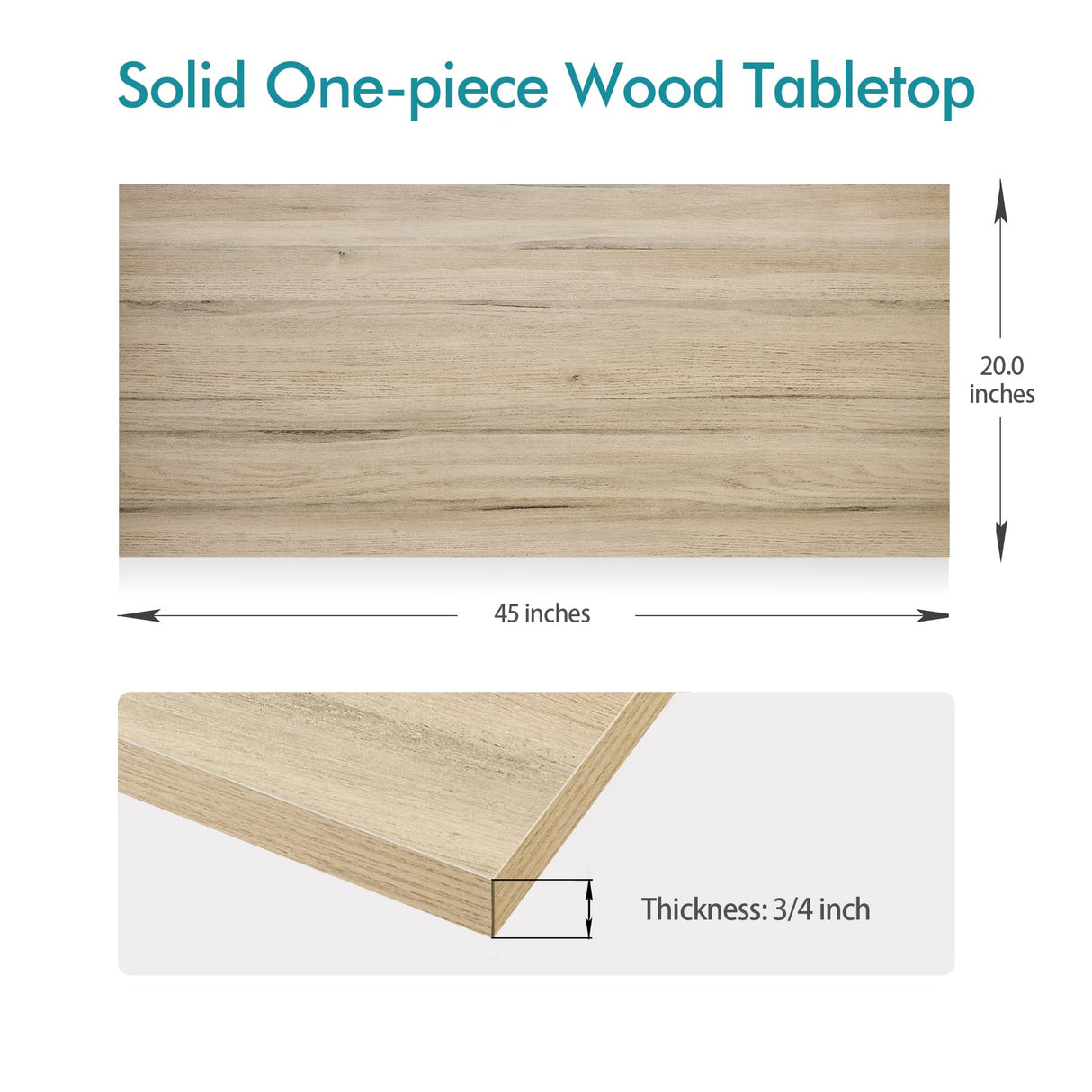 Kaboon Universal Tabletop 45"x20", Solid One-Piece Melamine Table Top, Double Desk L-Desk Floating Desk DIY, Home and Office, Oak Kaboon