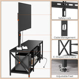 HOOBRO TV Stand with Mount and Power Outlet, LED Entertainment Center with Swivel TV Mount for 32/45/55/60/65/70/75 inch TVs, TV Cabinet with 3-Tier Storage, for Living Room, Bedroom, Black BB46UDDS01 HOOBRO