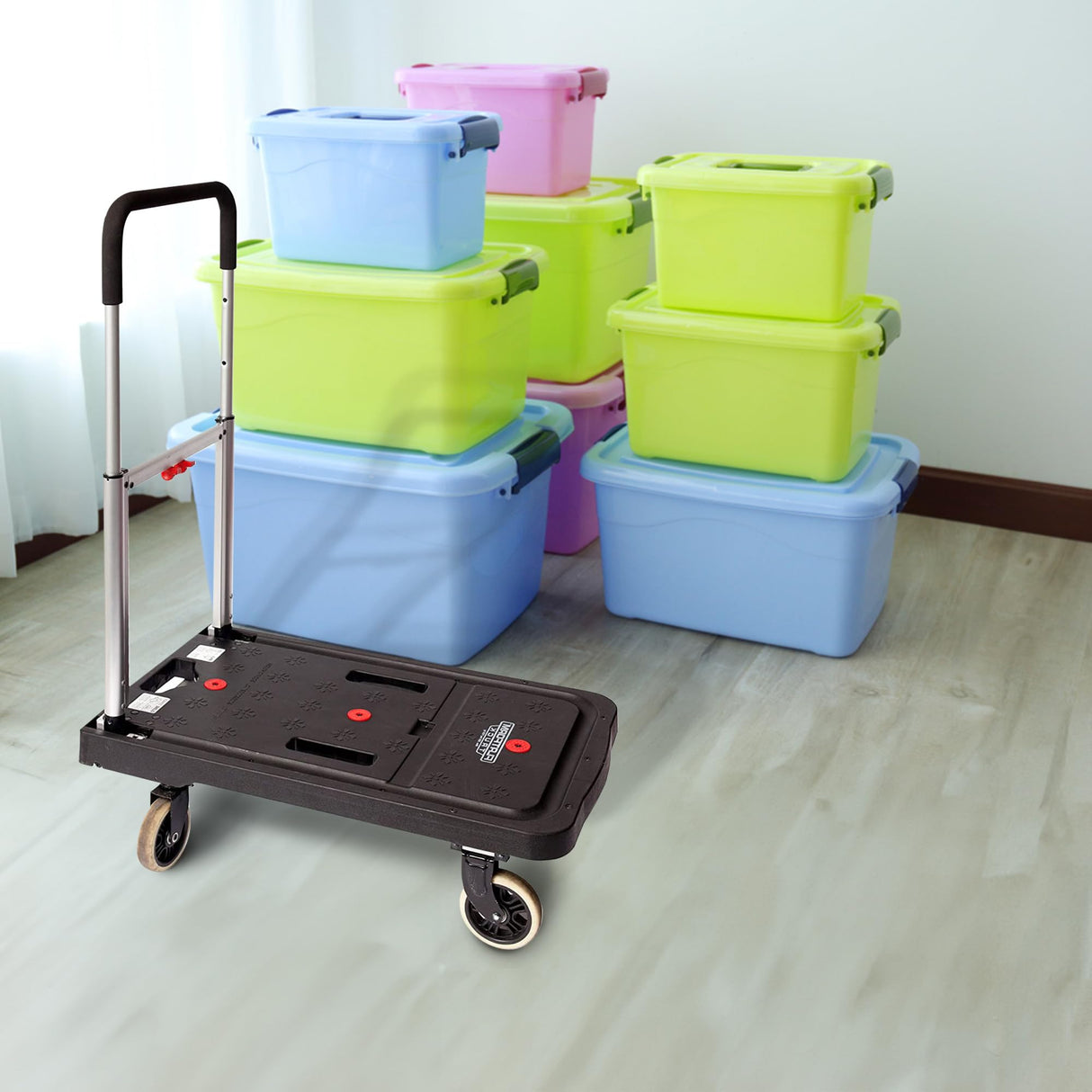 Magna Cart 4 Wheel Folding Platform Dolly Cart made from Heavy-Duty and Durable Aluminum with 300 Pounds Capacity, Lightweight, Silver Magna Cart