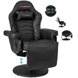 POWERSTONE Gaming Recliner, Adjustable Massage Gaming Chair with Cup Holder Footrest Ergonomic Single Sofa Living Room Home Theater Seating with Side Pouch (Black) POWERSTONE