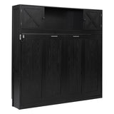 TCMILA Full Size Murphy Cabinet Bed with Storage Shelf and Cabinet Built-in Door, Folded Horizontal Murphy Hidden Dresser Bed, No Box Spring Needed, Black TCMILA