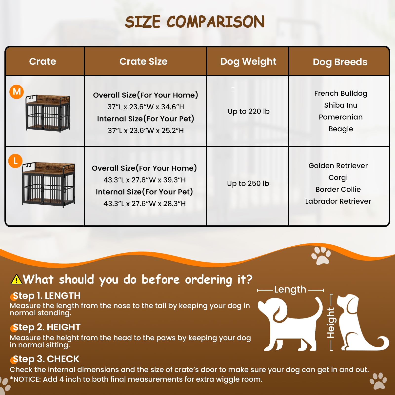 Large dog crate sizes best sale