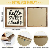 Kas Home Rustic Farmhouse Bathroom Decor - Cute 'Hello Sweet Cheeks' Wooden Sign, Funny Wall Hanging Plaque for Restroom, Toilet Shelves Accessory, Ideal for Apartment & Home Kas Home