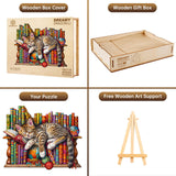 Jigfoxy Wooden Puzzles for Adults, Cat Wood Puzzles Adult, Unique Animal Shape Wooden Jigsaw Puzzles, Birthday Gifts for Puzzles Lovers Family Friend (S-8.5 * 6.9in-100pcs) Jigfoxy