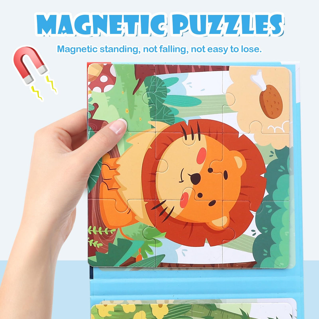 Magnetic Puzzles for Kids Ages 3-5, 3 in 1 Animals Toddlers Magnet Jigsaw Puzzle Book, Kids Travel Road Trip Puzzle Toys for Boys and Girls Ages 4-8 (Animal(9-12-16)) BBtinker