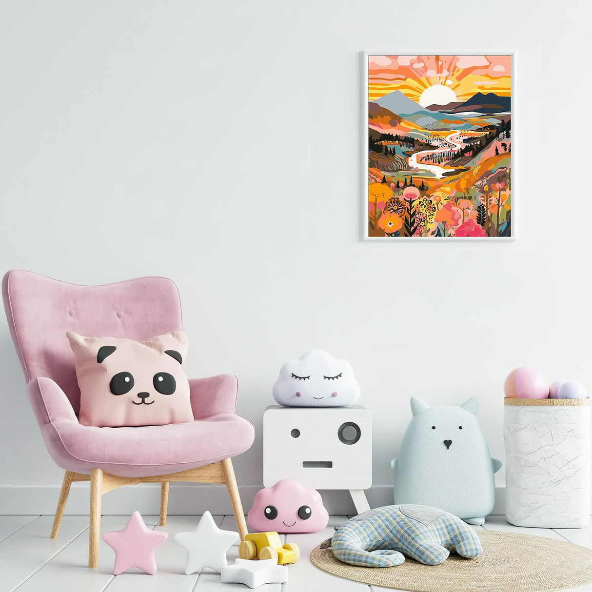 EFOTIML Paint by Numbers Kit for Adults Beginners & Kids Ages 8-12,1 Pack 16x20 inches Canva for Painting Kits for Adults in Colorful Box(Without Frame)- Sunrise Mountains and Rivers EFOTIML