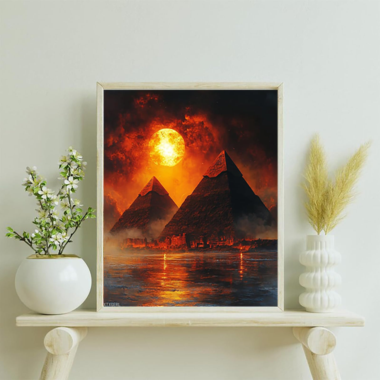 XTXGERL Paint by Numbers, Landmark Egyptian Pyramids at Dusk, Adult Crafts Adult Paint by Number Kits, Arts Crafts for Home Decor (No Frame, 16x20 inch) XTXGERL