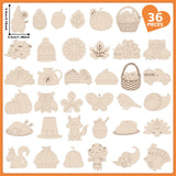 Fall Wooden Crafts Magnets Kits for Kids, 36 pcs Creativity Art DIY Painting Kit Supplies Decorate Your Own Painting Activities for Thanksgiving, Birthday Harvest Party Favors Gifts for Boys Girls gisgfim