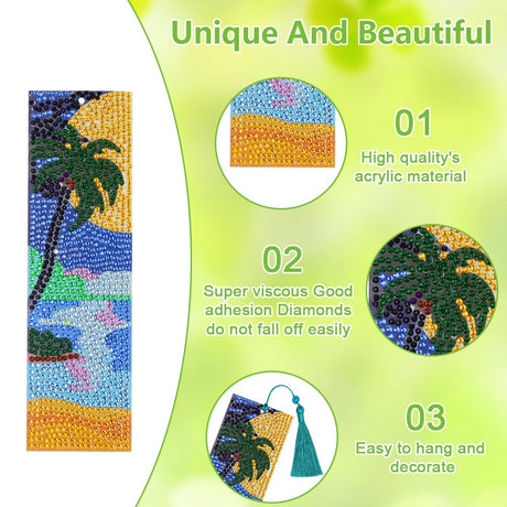 6 Pieces Diamond Art Painting Bookmarks Bohemian Diamond Art Bookmarks for Book Lovers DIY 5D Diamond Bookmark for Home Office School Class Project AUAUY