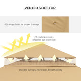 Outsunny 10' x 12' Patio Gazebo with Corner Frame Shelves, Double Roof Outdoor Gazebo Canopy Shelter with Netting for Patio, Wedding, Catering & Events, Brown Outsunny