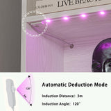 IRONCK 70-Inch Industrial White Tall Bookcase with Adjustable LED Lights IRONCK