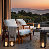 ALL FORTUNE Large Solar Outdoor Lanterns, 25" 16" Tall Farmhouse Black Metal Waterproof Decorative Lanterns with Solar Candles for Front Porch, Patio, Christmas, Fall Decor- Set of 2 ALL FORTUNE