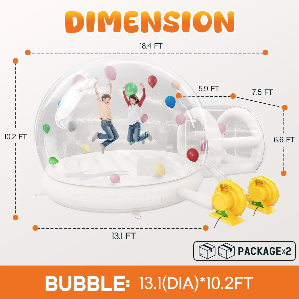 Albott 13FT Inflatabla Bubble Bounce House, Bubble House Inflatable Dome with 750W and 550W Air Blowers for Birthday Parties, Wedding and Gender Revealing Albott