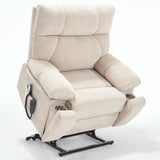 Trustyue Extra Large Dual Motor Power Lift Recliner Chair, Lift Chair with Massage and Heat for Elderly, Lay Flat Recliner, Standing Assistance, Stainless Steel Cup Holders, Chenille Beige Trustyue