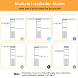 secilix Closet System with Drawers, 5-8FT Closet Organizer Systems with Expandable Hanging Rods, 96" Closet Shelving Systems for Walk in Closets, Heavy Duty Wall Mount Closet Systems-White secilix