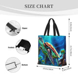 FHEDVBN Sea Turtles Diamond Painting Tote Bags for Women Canvas Tote Purse Large Shoulder Bag Aesthetic Shopping Bags Reusable Grocery Bag Hobo Bags Casual Handbags, Top Zipper Closure FHEDVBN