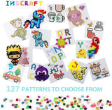 25,000 pcs Fuse Beads Kit 26 Colors 5MM, Including 127 Patterns, 4 Big Square, 1 Heart Pegboards, 1 Flower Ironing Paper, Tweezers, Beads Compatible by INSCRAFT INSCRAFT