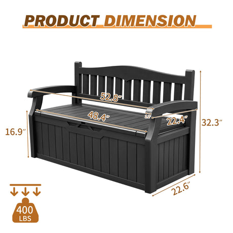 Devoko 80 Gallon Storage Bench Deck Box Lockable for Patio Furniture, Garden Decor and Outdoor Seating for Cushions, Garden Tools and Pool Supplies (Black) Devoko