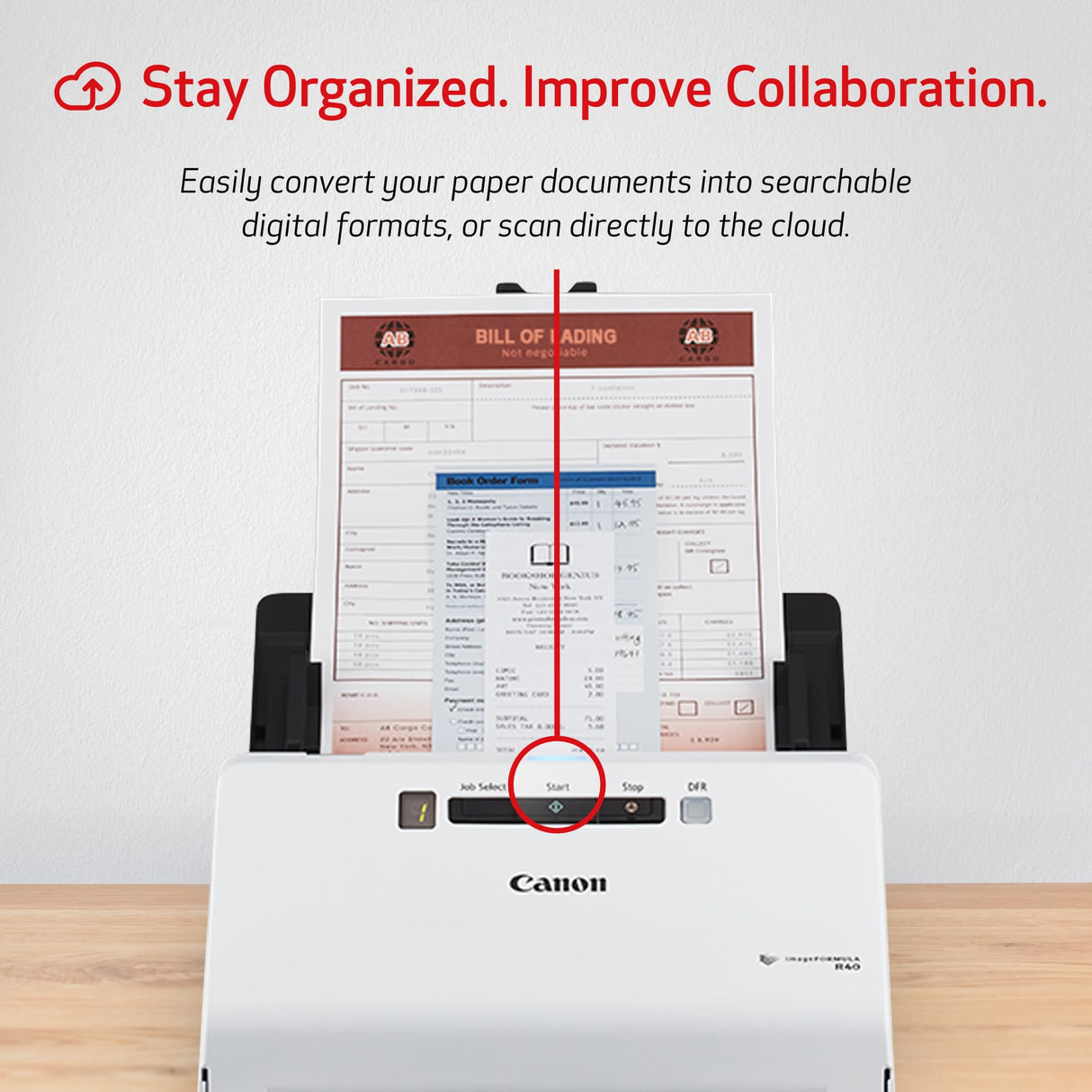 Canon imageFORMULA R40 - Office Document Scanner, Windows and Mac, Duplex Scanning, Easy Setup, Scans a Wide Variety of Documents, Scans to Cloud Canon