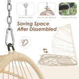 RADIATA Foldable Hanging Egg Chair Without Stand, Rattan Swing Chair with Cushion and Pillow, Wicker Hammock Chair for Indoor Outdoor Bedroom Patio Garden (Beige) RADIATA