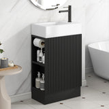 Merax Bathroom Vanity with Sink 18.6 Inch, Cabinet with Storage Shelf & Toilet Paper Holder, Left or Right Available, Merax