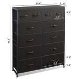 WLIVE Tall Dresser for Bedroom with 12 Drawers, Dressers & Chests of Drawers, Fabric Dresser for Bedroom, Closet, Fabric Storage Dressers with Storage Drawers, Steel Frame, Wood Top, Charcoal Black WLIVE