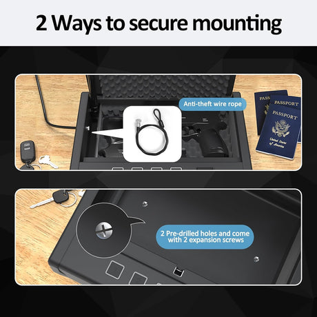 [ 20% Larger Capacity ] Biometric Gun Safe with Fingerprint Lock Box,Large Pistol safes for Handgun,nightstand Hidden Gun Storage for Bedside,Quick Access，Ammunition Storage Security Box for Home HARDROCK