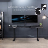 VIVO Electric Height Adjustable 71 x 30 inch Memory Stand Up Desk, Black 30 inch Deep Table Top, Black Dual Motor Frame, Preset Controller, E2B VIVO