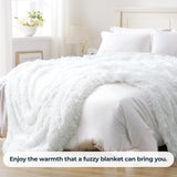 XYYZYZ Super Fluffy Throw Blanket, Faux Fur Fuzzy Blanket for Couch Sofa Bed, 50x60 Inches, Pure White XYYZYZ