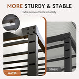 WAYES Queen Bed Frame, 14 Inch High Platform Bed Frame with Storage, Minimal Queen Size Metal Bed Frame, Heavy Duty, No Box Spring Needed, Noise-Free, Easy Assembly, Black WAYES