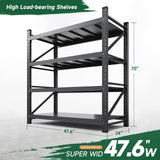 Letaya 3000LBS Storage Shelves Heavy Duty,70" H Garage Shelving Units, 4 Tier Adjustable Utility Rack Shelf,Large Metal Industrial Shelves,for Shop,Warehouse,Basement (48" W x 24" D x 70" H) Letaya