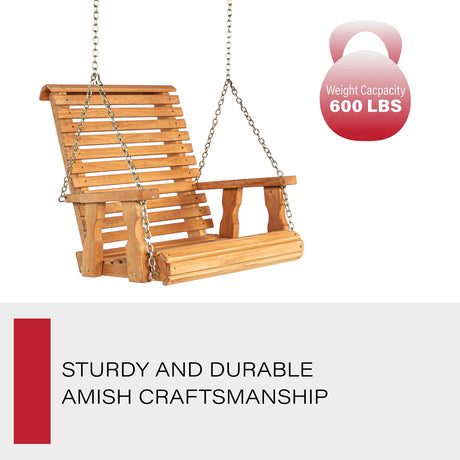 Amish Heavy Duty Roll Back Pressure Treated Swing Chair (Cedar Stain) Amish Casual
