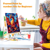 MOGTAA Dragon Paint by Numbers Kit for Adults Beginners with Frame, Animal Adult Paint by Number Kits on Canvas with Easel, Easy DIY Oil Painting Kits for Home Decor, 8x12in MOGTAA
