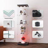 FANYUSHOW Display Cabinet with Glass Door and LED Light, 4-Tier Tempered Glass Display Shelf, Glass Curio Cabinet Collection Display Case, Display Case Cabinet, Black 64.7" H x 16.7" L x 14" W FANYUSHOW