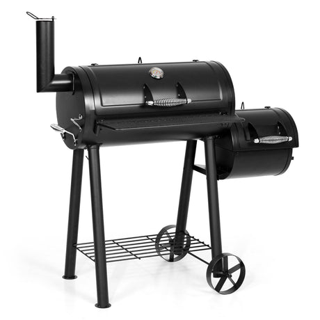 MFSTUDIO Heavy Duty Charcoal Wood Offset Outdoor Smoker Grill, Charcoal Grill with Smoker Combo for BBQ Grilling, 512 SQ.IN. MFSTUDIO