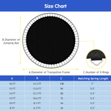 GYMAX Trampoline Mat, 8FT/10FT/12FT/14FT/15FT/16FT Trampoline Accessories Replacement Mat with 42/54/72/80/96/108 V-Rings & 8 Row Stitch, Using 5"-7" Springs, Anti-UV Wear-resistant Jumping Mat (14FT) GYMAX