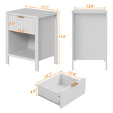 Anbuy White Nightstands Set of 2,Fluted Nightstands with Metal Handle,Wooden End Side Table White Bedside Table for Bedroom,Living Room Anbuy