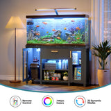 Bestier 55 Gallon Fish Tank Stand with Power Outlet & LED Light, 49.2"x13.8" Heavy-Duty Aquarium Stand with Storage, Dual Glass Cabinet, 8 Thicken Metal Legs, Suit for Reptile/Turtle Terrarium(Black) Bestier