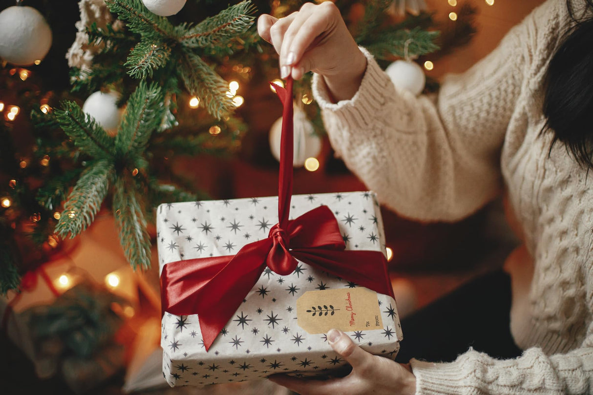 Boho Simple Christmas Gift Tag Adhesive Stickers – 2 x 3 Inch Labels, Roll of 100 with Minimalist Designs – Merry Christmas, Noel, and Candle, Made in The USA InStockLabels.com