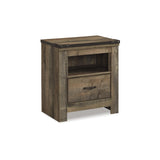 Signature Design by Ashley Trinell Rustic 1 Drawer Nightstand with USB Charing Stations, Warm Brown Signature Design by Ashley